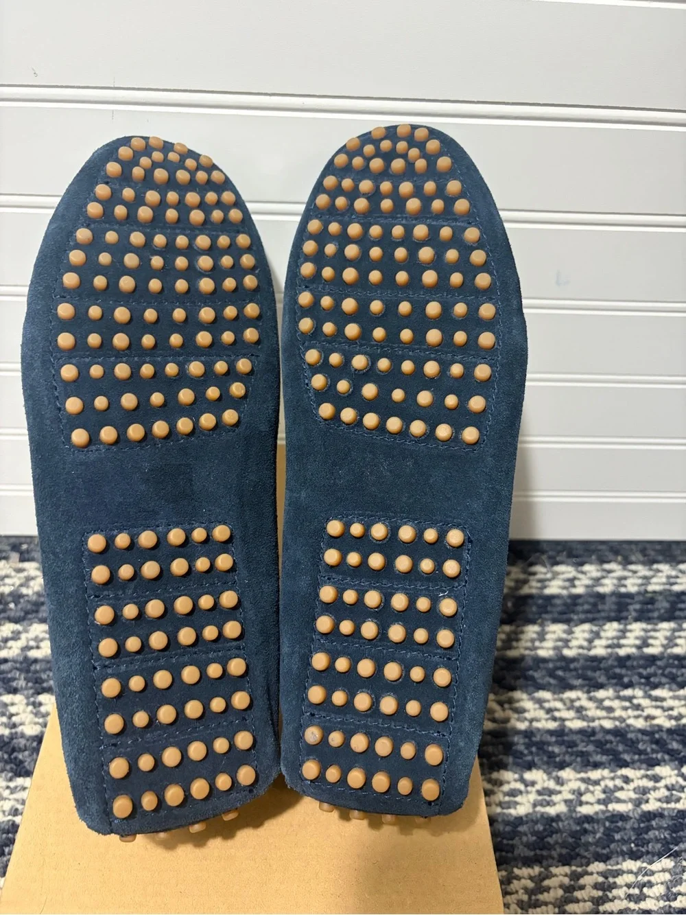Men's Navy Leather Boat Shoes - Classic Slip-On Deck Style
